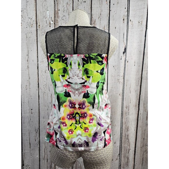 ALK Women's S Prabal Gurung Target Sheer Top Sleeveless Floral Blouse Shirt Tank - Picture 5 of 9